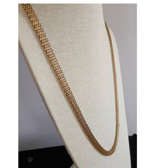 Vintage Gold Tone Mesh Chain Necklace 32" Long - Picture 7 of 11